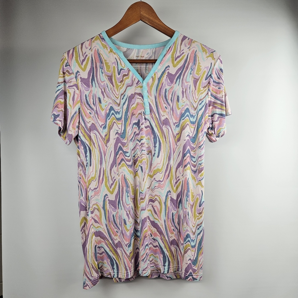 Little Sleepies Bamboo Womens X-small Pj Top Pink Purple Swirl
